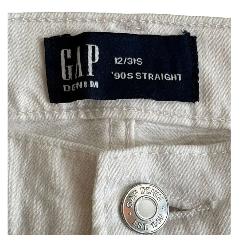 GAP ‘90’s Straight White Jeans Size 12 or 31 Short - Picture 3 of 8